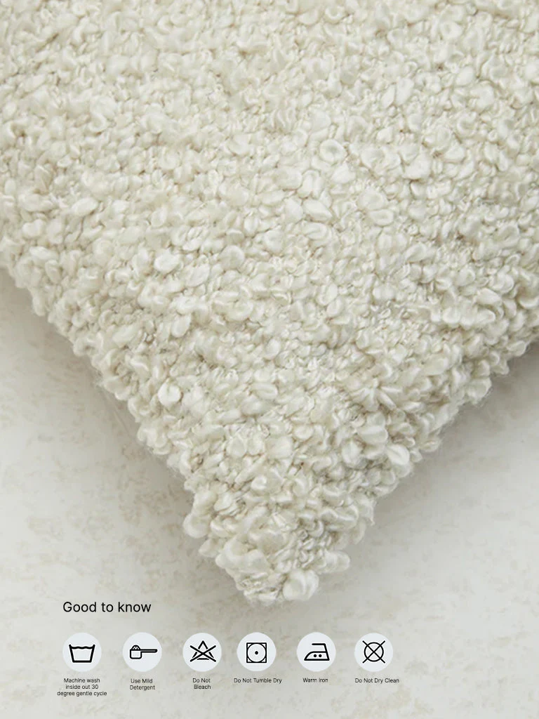 Westside Home Off-White Fleece Large Cushion Cover - Image 5