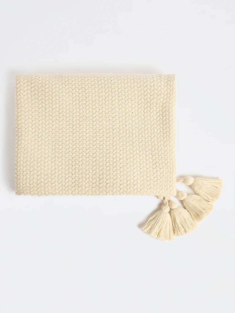 Westside Home Off-White Knit-Textured Throw