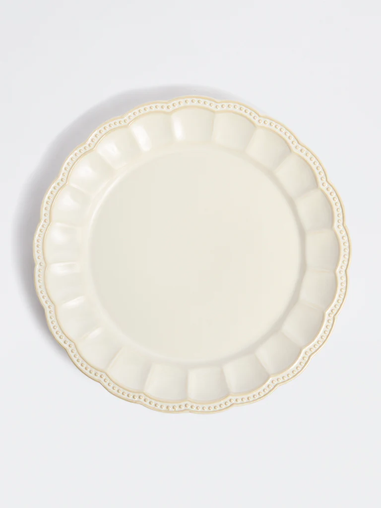 Westside Home Off-White Vera Beaded Dinner Plate