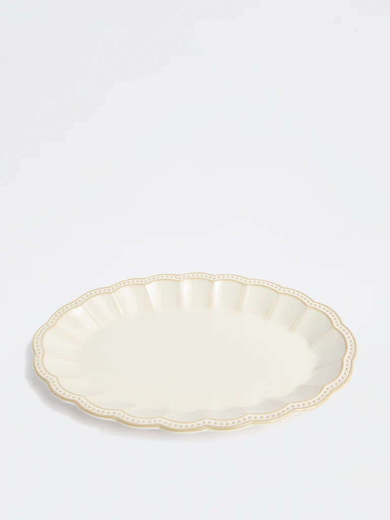 Westside Home Off-White Vera Beaded Oval Platter - Image 2