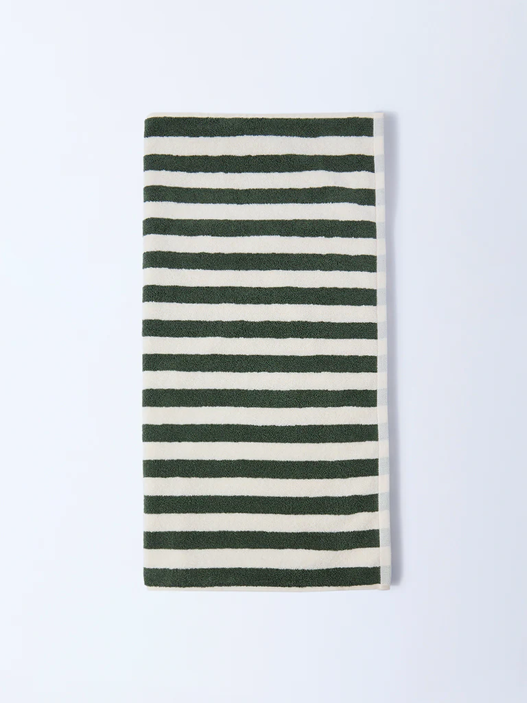 Westside Home Olive Stripe Pattern Bath Towel
