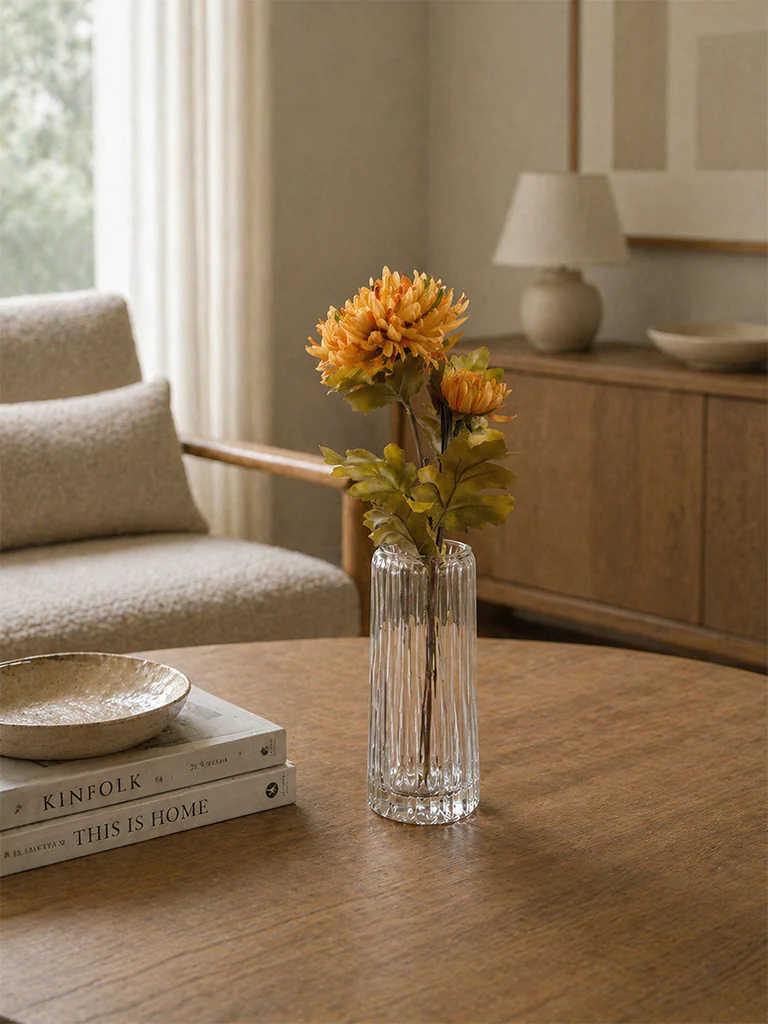 Westside Home Orange Artificial Chrysanthemum Flower Stem