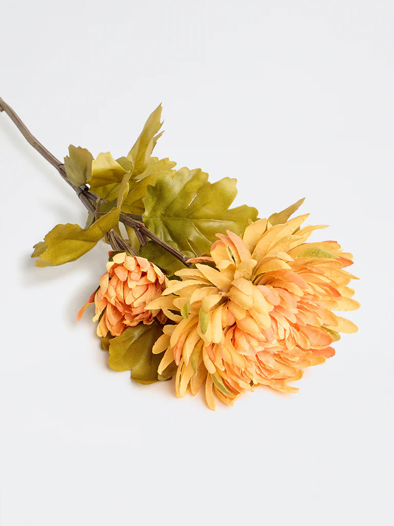 Westside Home Orange Artificial Chrysanthemum Flower Stem - Image 3