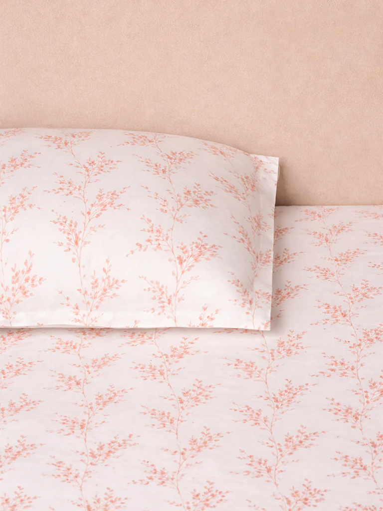 Westside Home Orange Botanical Design King Bed Sheet Set