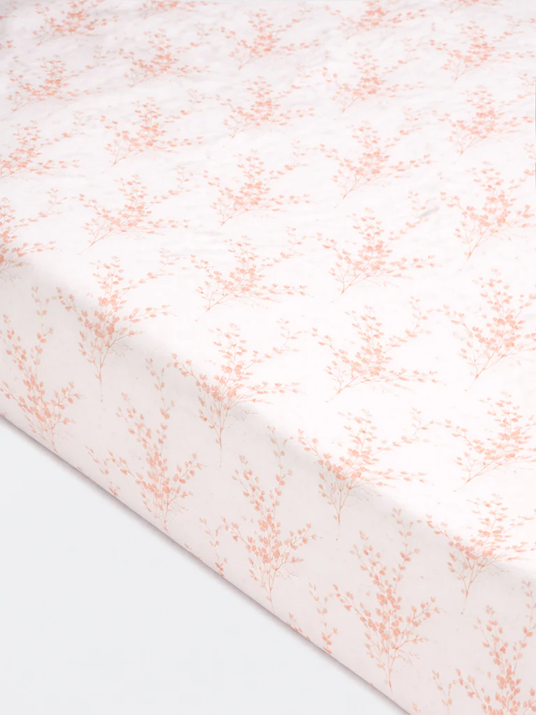 Westside Home Orange Botanical Design King Bed Sheet Set - Image 2