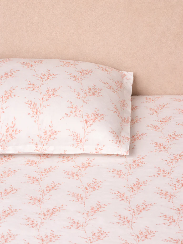 Westside Home Orange Botanical Design Queen Bed Sheet Set