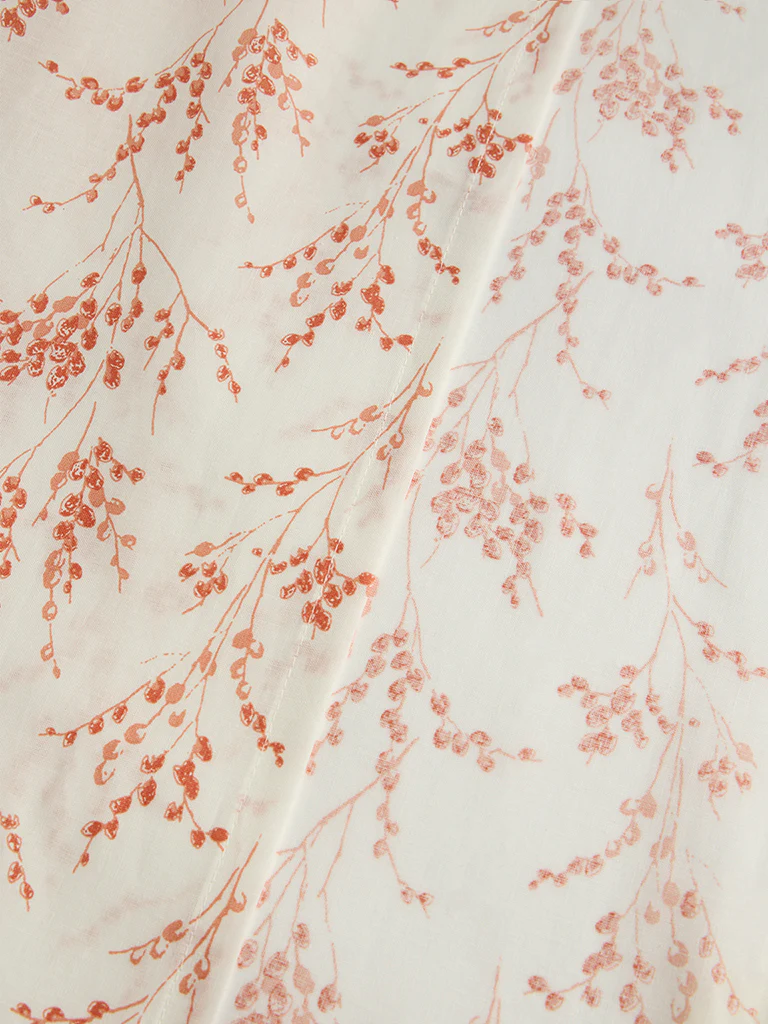 Westside Home Orange Botanical Design Queen Bed Sheet Set - Image 3