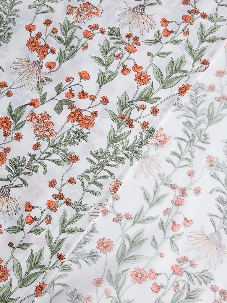 Westside Home Orange Foliage Pattern King Bed Sheet Set - Image 3