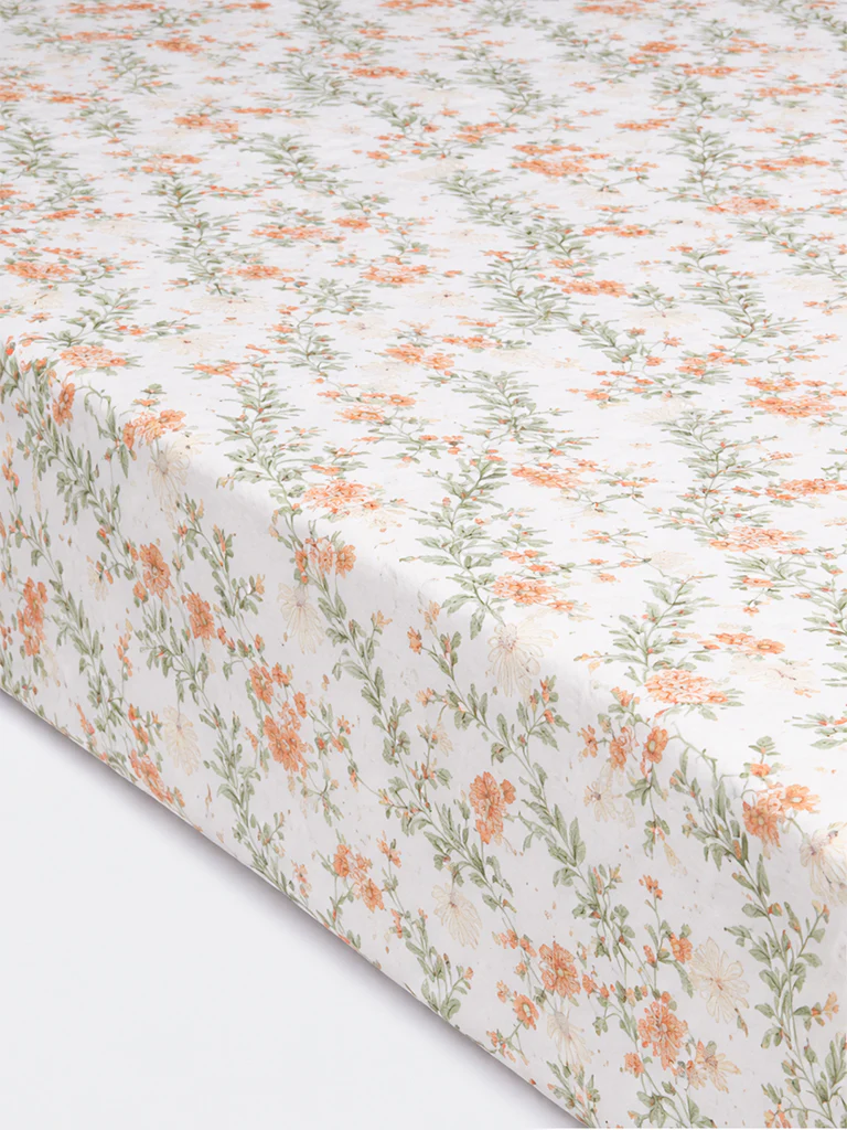 Westside Home Orange Foliage Pattern Queen Bed Sheet Set - Image 2