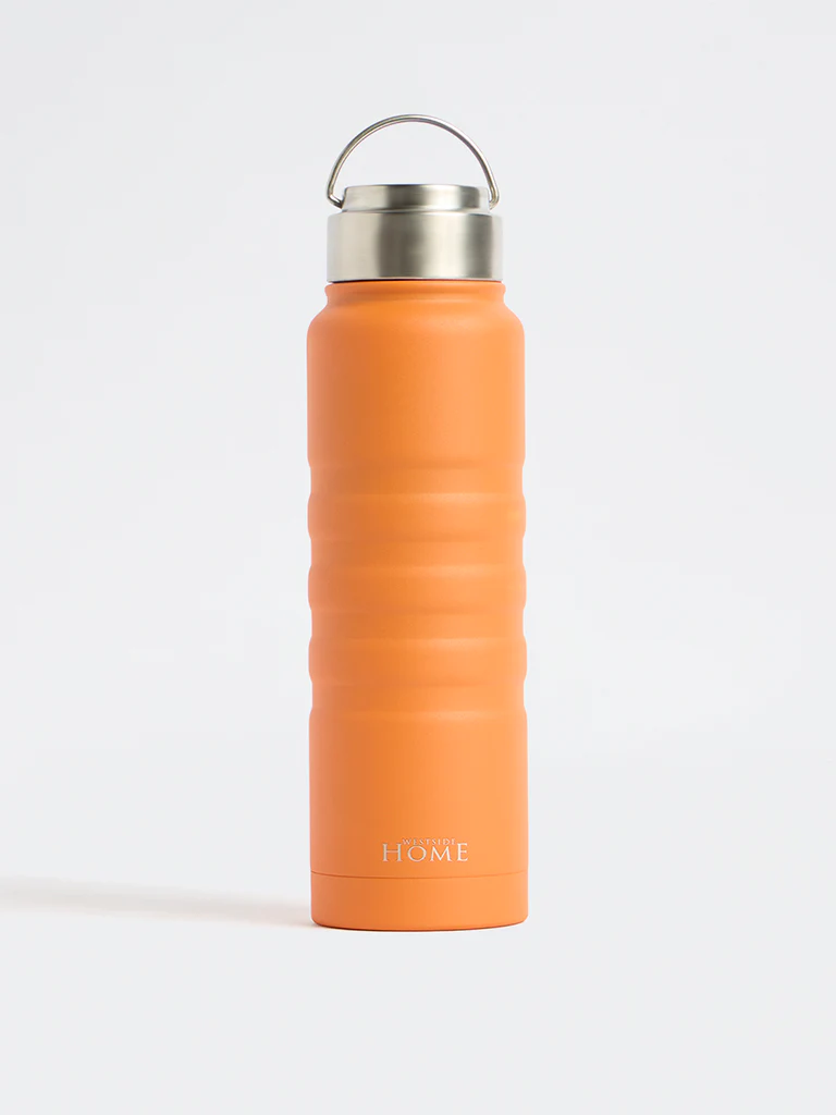 Westside Home Orange Ribbed Water Bottle - Image 2