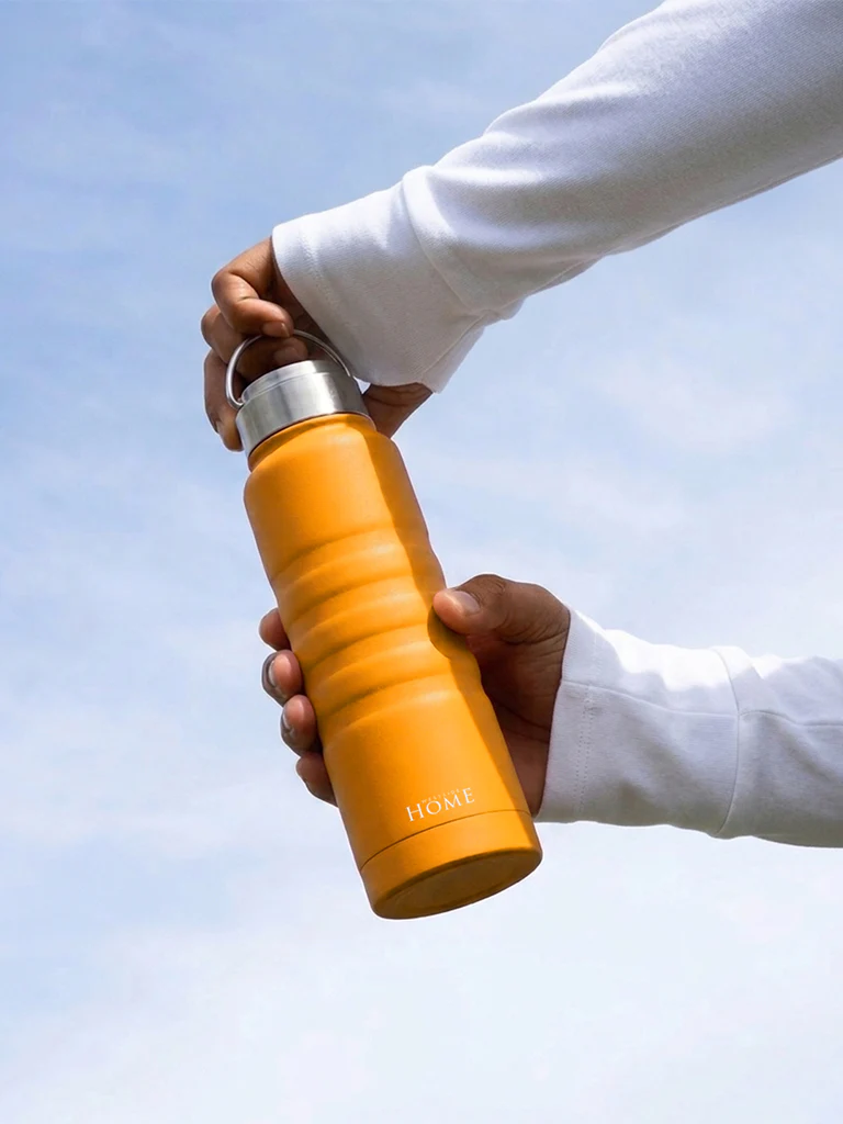 Westside Home Orange Ribbed Water Bottle - Image 5