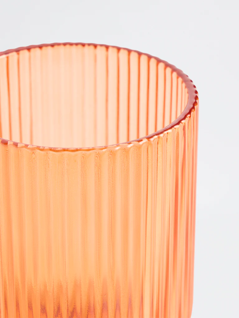 Westside Home Orange Ribbed Water Glass - Image 4