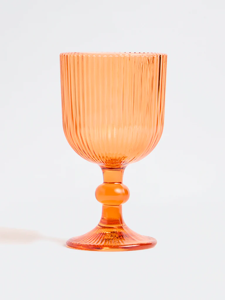 Westside Home Orange Ribbed Wine Glass - Image 2