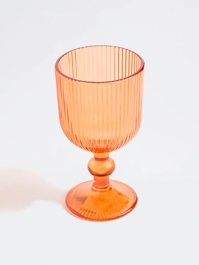 Westside Home Orange Ribbed Wine Glass - Image 3
