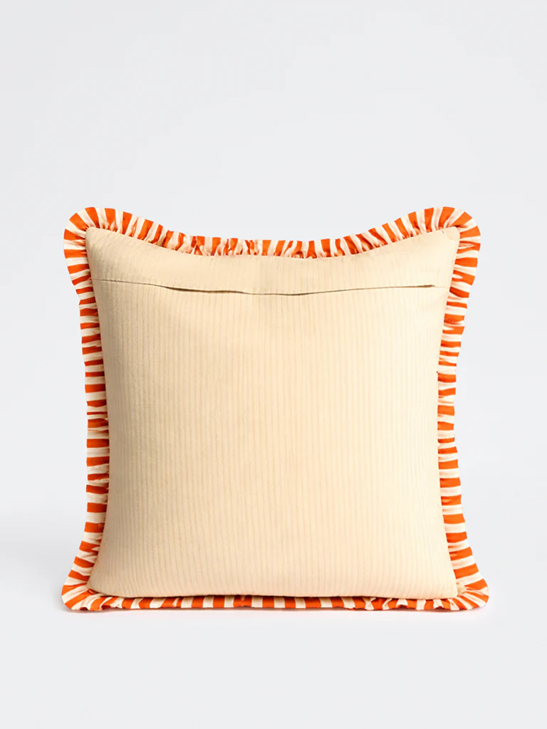 Westside Home Orange Stripe Pattern Cushion Cover - Image 2