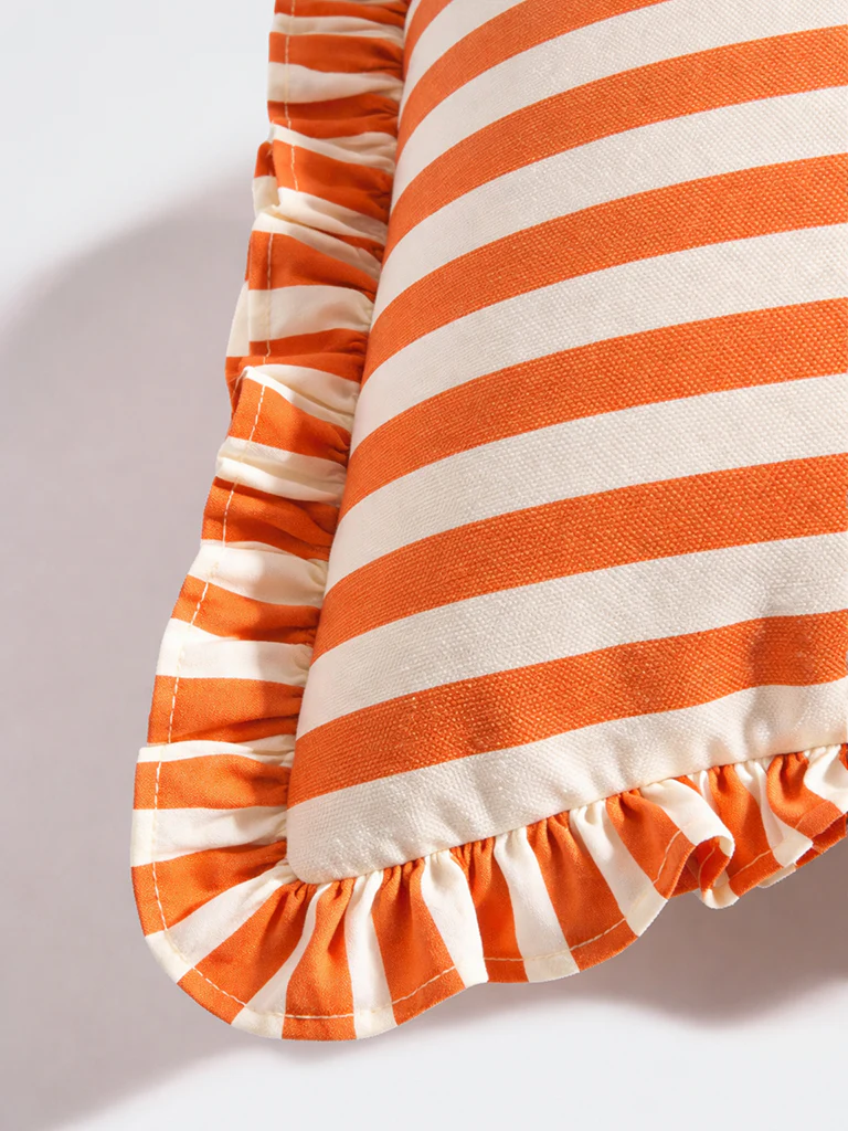 Westside Home Orange Stripe Pattern Cushion Cover - Image 3