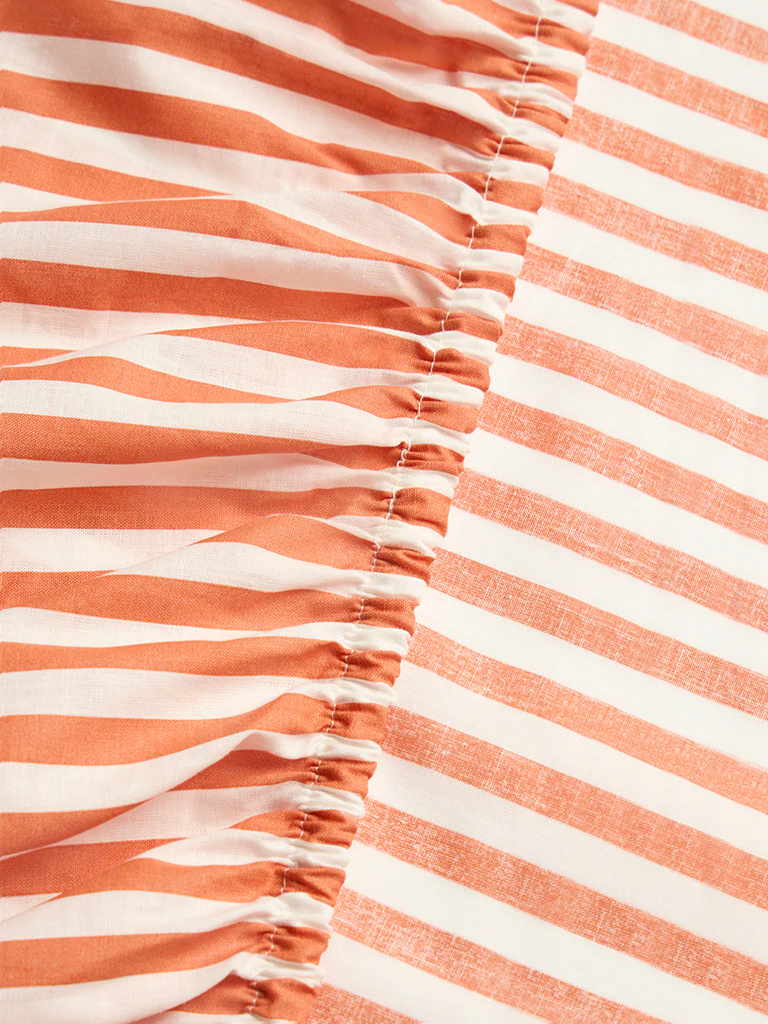 Westside Home Orange Stripe Printed King Bed Sheet Set - Image 3