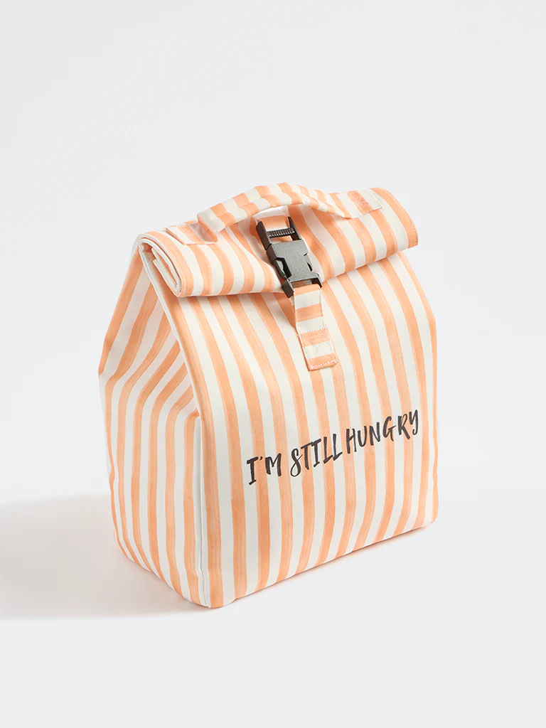 Westside Home Orange Stripe-Printed Lunch Bag - Image 3