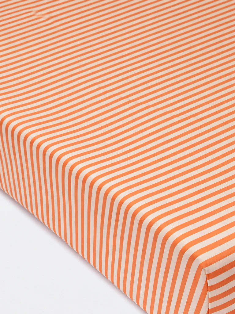 Westside Home Orange Stripe Printed Queen Bed Sheet Set - Image 2