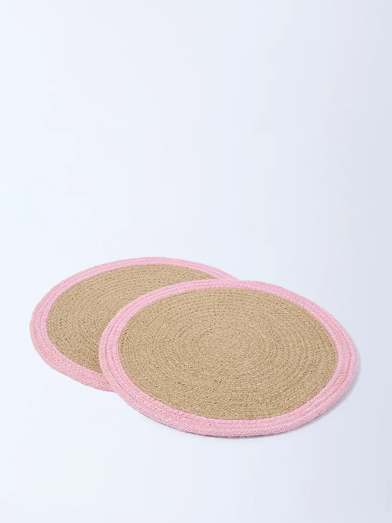 Westside Home Pink Coir Fibre Placemats (Set of 2) - Image 2
