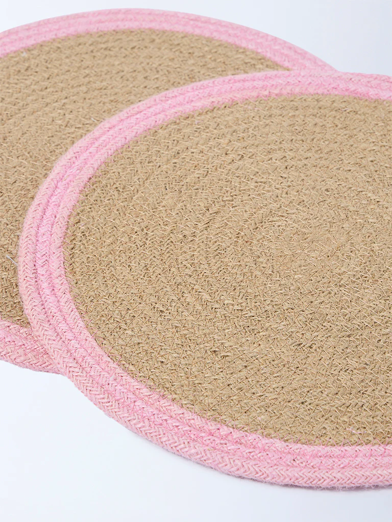 Westside Home Pink Coir Fibre Placemats (Set of 2) - Image 3