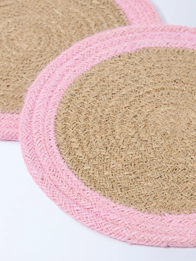 Westside Home Pink Coir Fibre Trivets (Set of 2) - Image 3