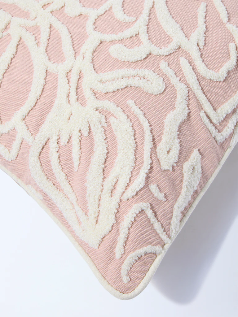 Westside Home Pink Floral Embroidered Cushion Cover - Image 3