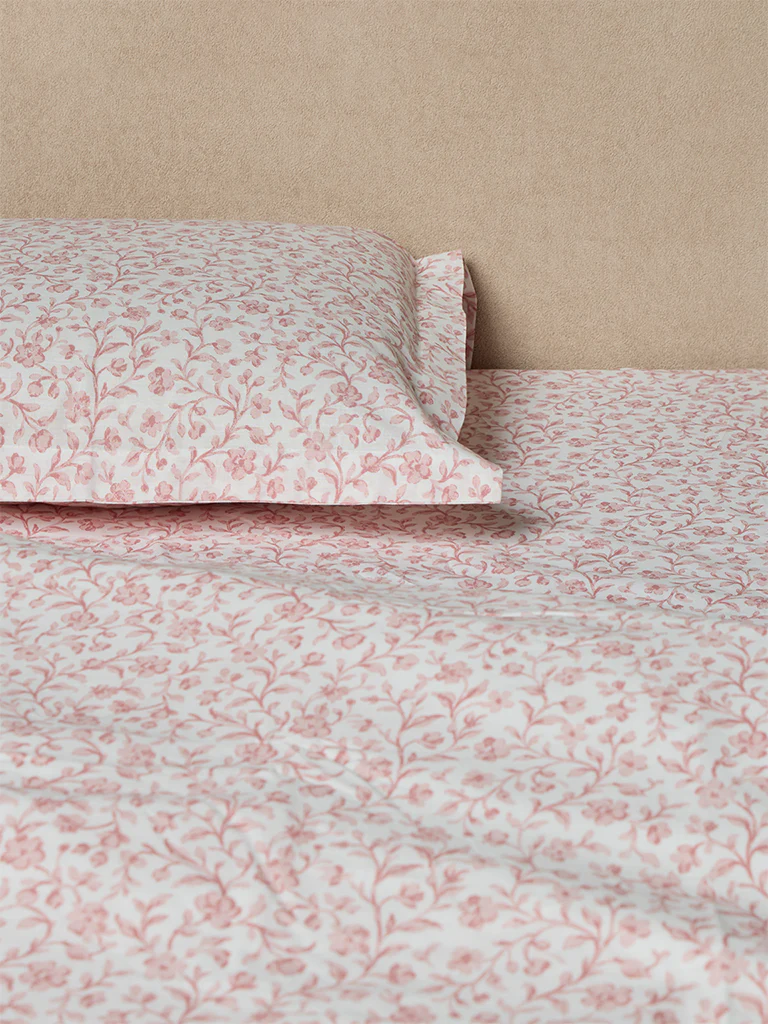 Westside Home Pink Floral Pattern King Bed Sheet Set