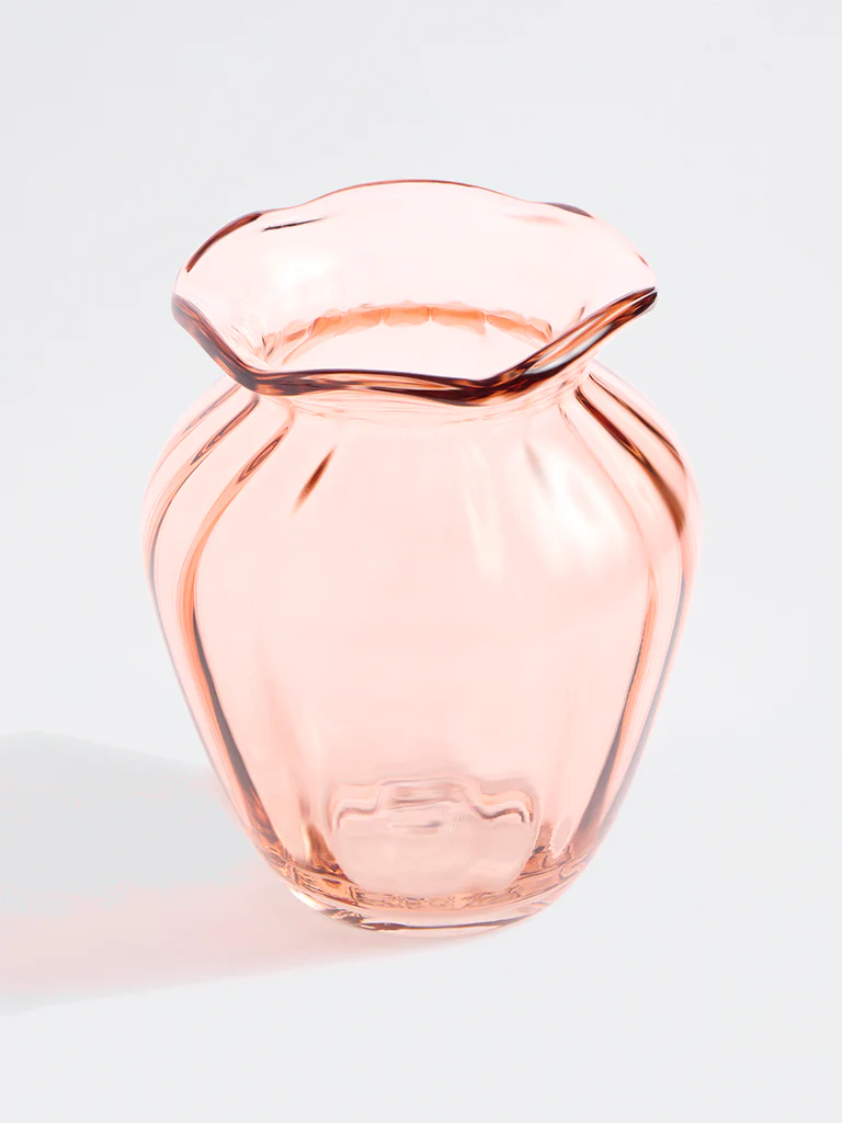 Westside Home Pink Frill-Design Glass Vase - Image 2