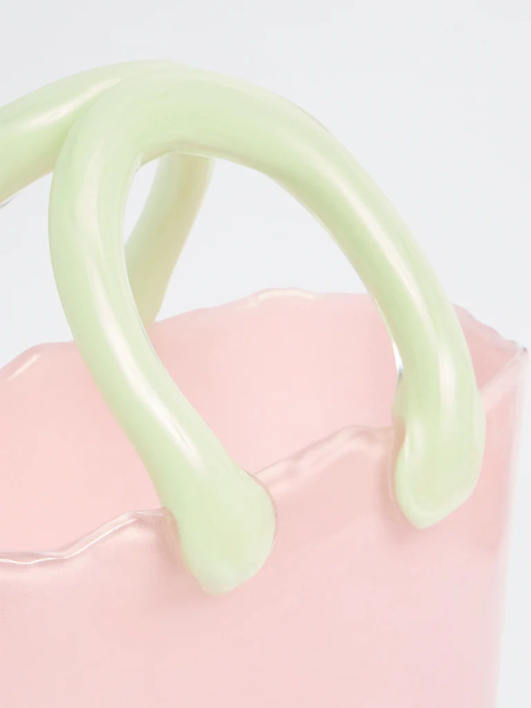 Westside Home Pink Glass Bucket Vase - Image 3