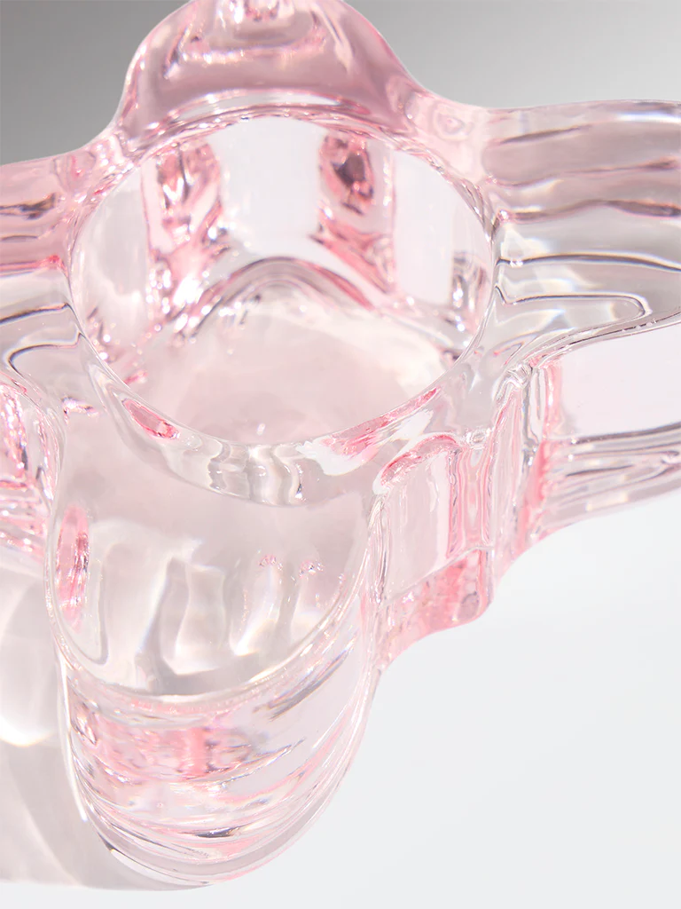 Westside Home Pink Glass Butterfly Tealight Candle Holder - Image 3