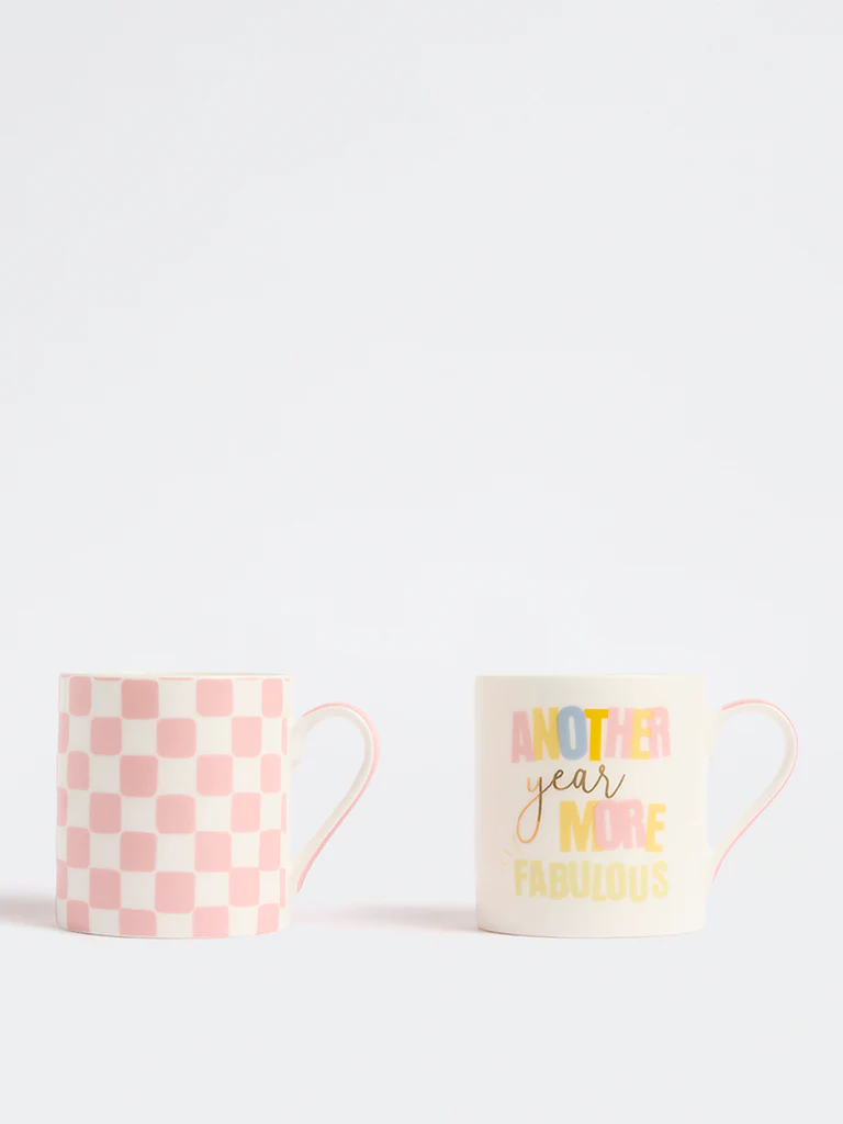 Westside Home Pink Printed Mugs (Set of 2)