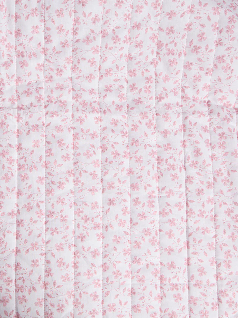 Westside Home Pink Printed Reversible Quilted King Bed Comforter - Image 3