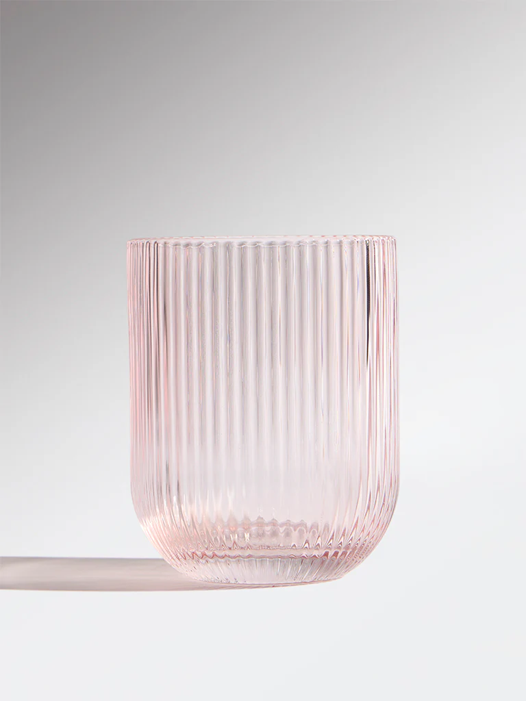 Westside Home Pink Ribbed-Textured Water Glass - Image 2