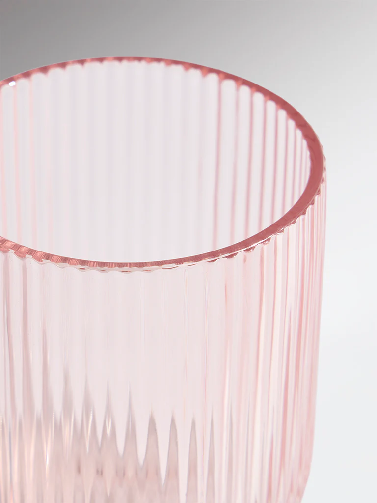 Westside Home Pink Ribbed-Textured Water Glass - Image 3