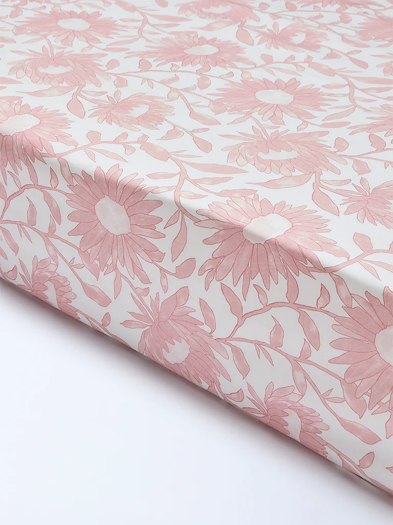 Westside Home Pink Sunflower Printed King Bed Sheet Set - Image 2