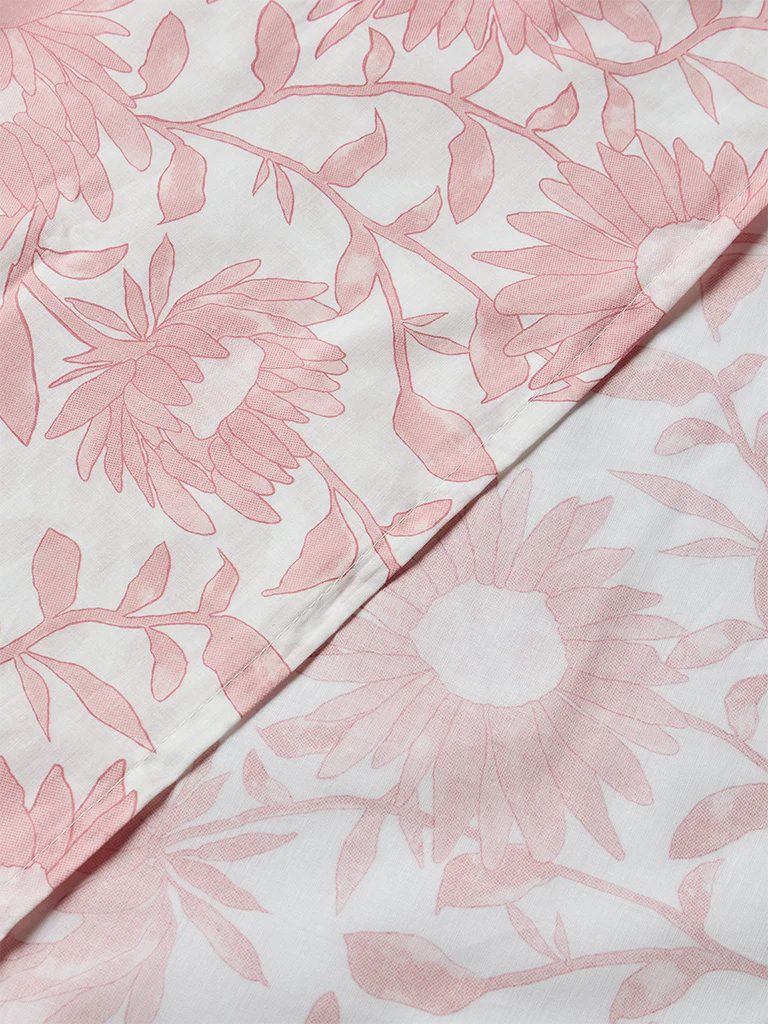 Westside Home Pink Sunflower Printed King Bed Sheet Set - Image 3