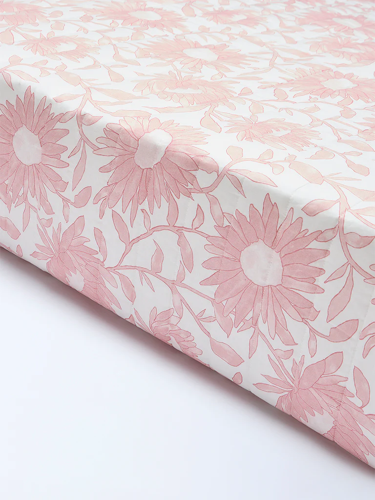 Westside Home Pink Sunflower Reversible Quilted Single Bed Comforter - Image 2