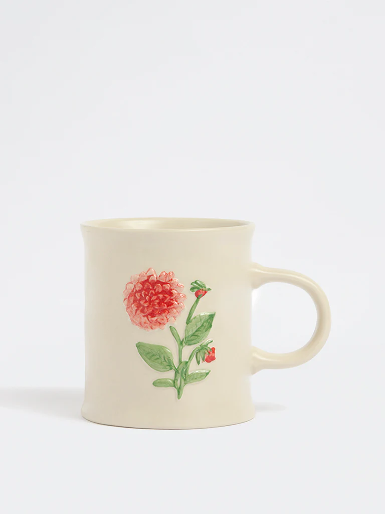 Westside Home Red Floral Embossed Mug