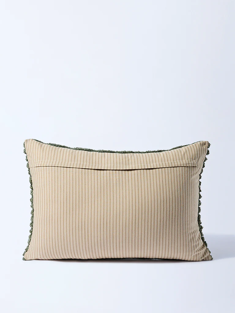 Westside Home Sage Chevron Tufted Cushion Cover - Image 2