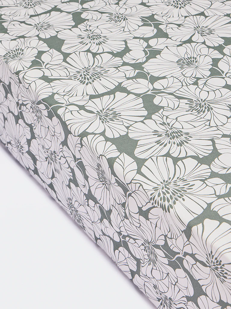 Westside Home Sage Floral Design Queen Bed Sheet Set - Image 2