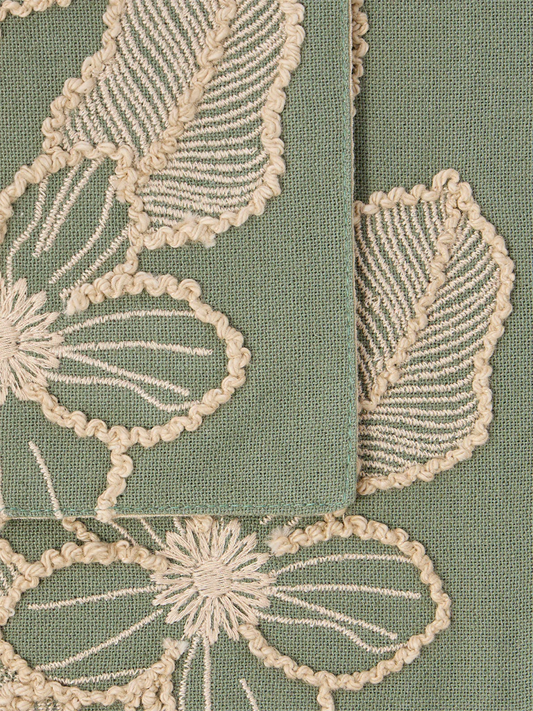 Westside Home Sage Floral Embroidered Placemats (Set of 4) - Image 3