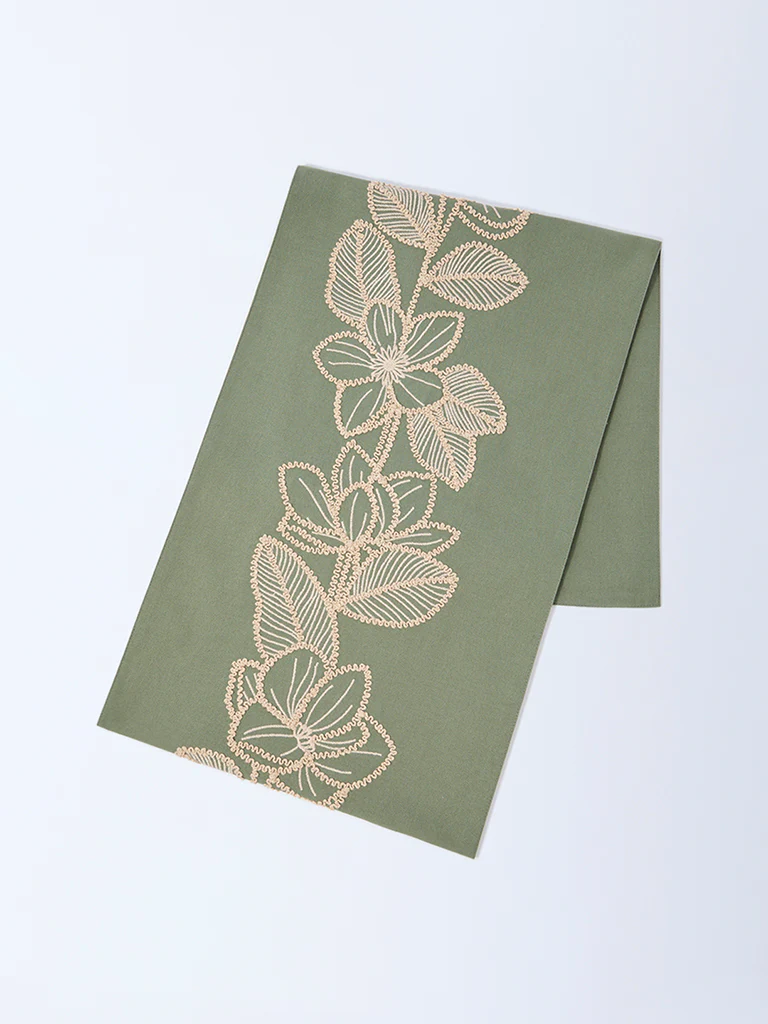 Westside Home Sage Floral Embroidered Table Runner - Image 2