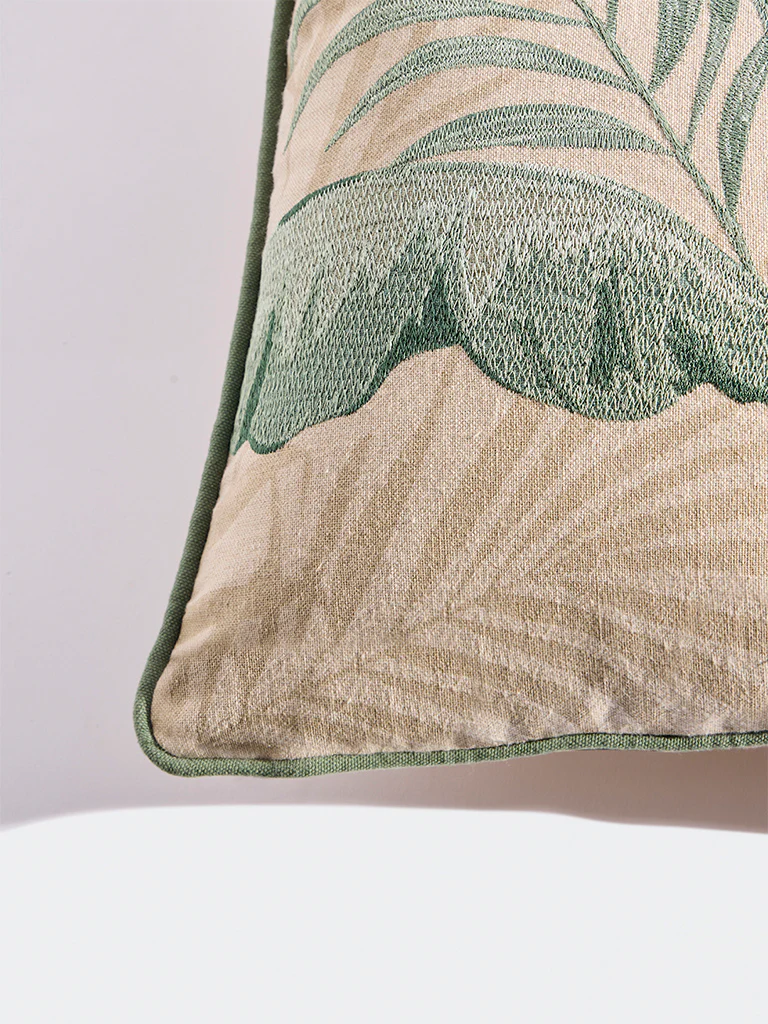 Westside Home Sage Leaf Embroidered Cushion Cover - Image 3