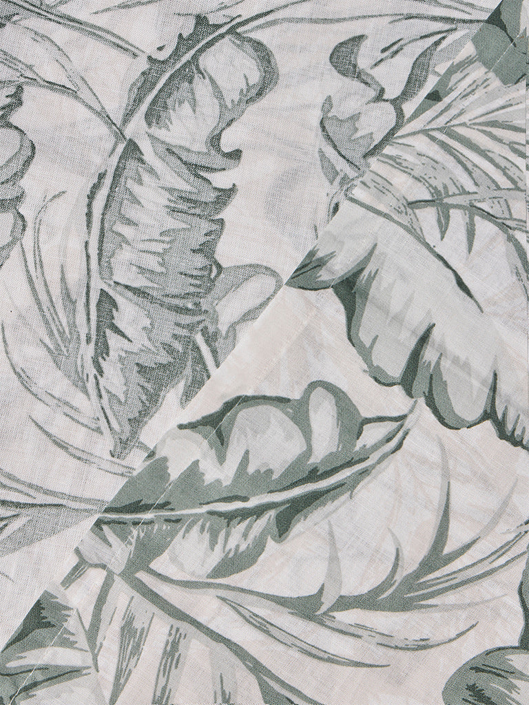 Westside Home Sage Leaf Printed King Bed Sheet Set - Image 3