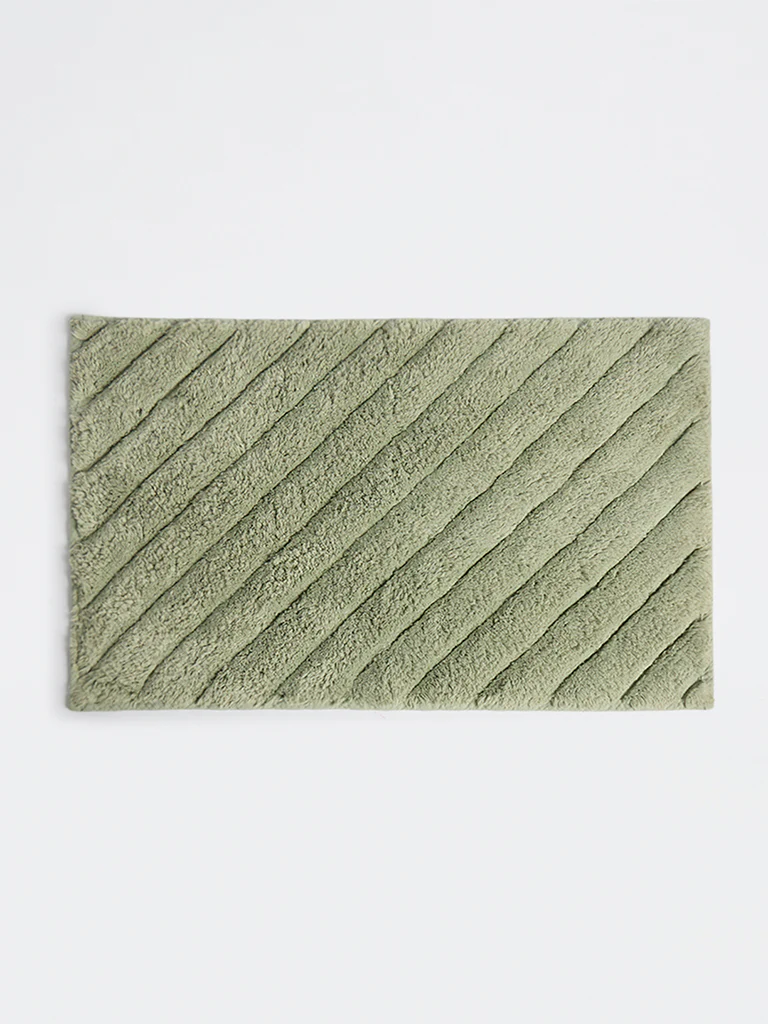 Westside Home Sage Stripe Pattern Bath Mat