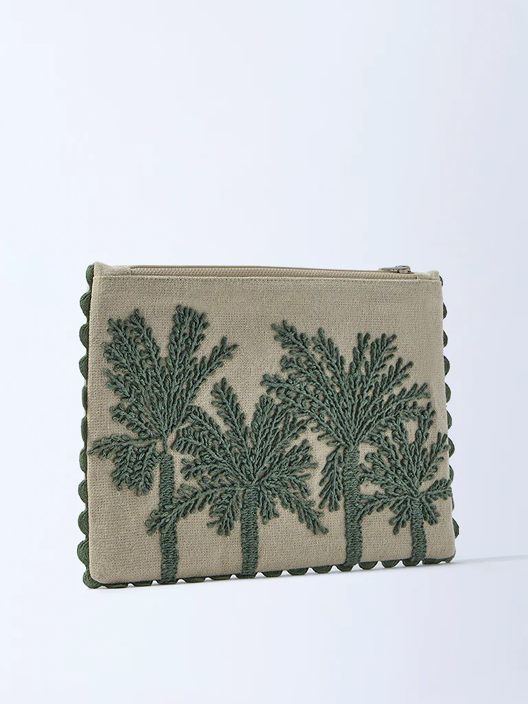 Westside Home Sage Toile Embroidered Pouch - Image 2