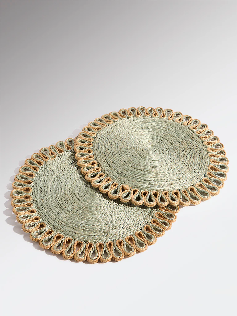 Westside Home Sage Woven-Textured Placemats (Set of 2) - Image 2