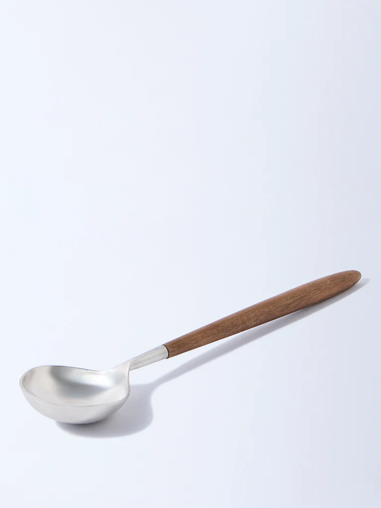 Westside Home Silver Ladle with Wooden Handle - Image 2
