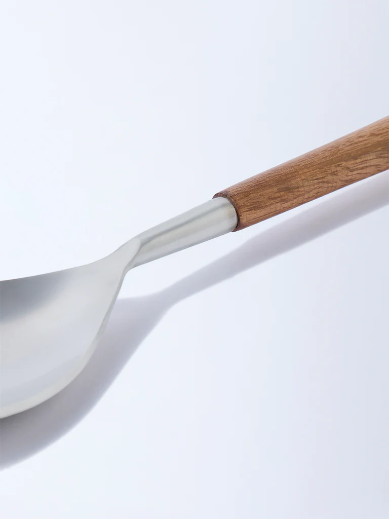 Westside Home Silver Serving Spoon with Wooden Handle - Image 3
